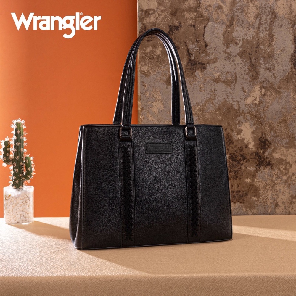 Wrangler Black Structured Tote Bag